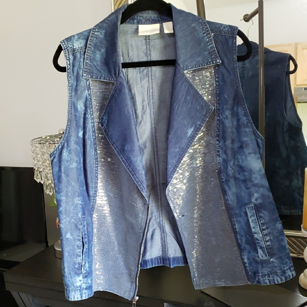Chico's Shimmering Blue Denim Vest - Picture 5 of 7